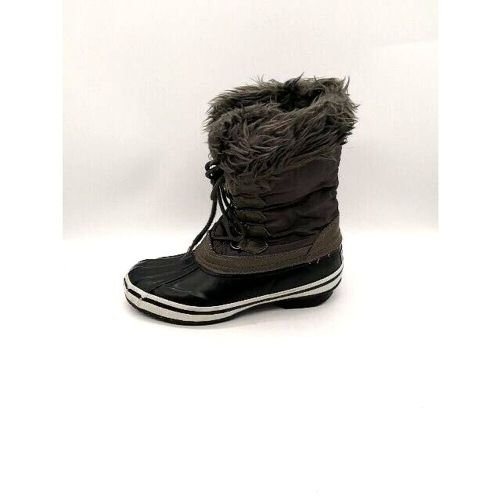Tamarack Boots Womens Gray Black 7 Winter Rain Ankle Shoe Faux Fur Trim AK-1121W